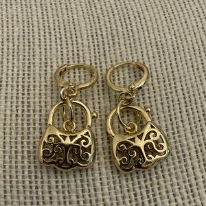 Gold tone Hoop Earrings with Intricate Design